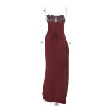 Solid Color High Split Tube Top Dress SUM-YL26115DGO