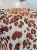 Leopard Print Off Shoulder Chiffon Mini Dress YD-8855