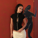 Short Sleeve Single Breasted T Shirt DLSF-K6L06076A
