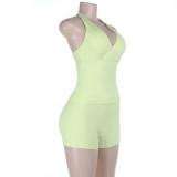 Solid Color Backless Tank Top Sport Short Suit SUM-JY26011MHO