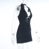 Halterneck Backless Beaded Mini Dress SUM-YL26044MHO