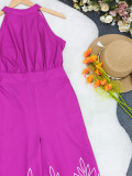 Solid Color Sleeveless Print Jumpsuit GYLY-11144