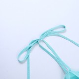 Solid Color Halterneck Ruffles Mini Dress SUM-JY26060PFO