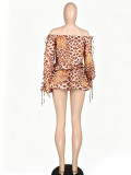 Leopard Print Off Shoulder Chiffon Mini Dress YD-8855