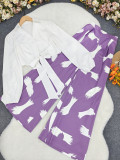 Lapel Long Sleeve Shirt Print Pants 2 Piece Set GYLY-11090
