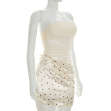 Polka Dots Print Patchwork Tube Top Dress GSZM-C26DS122