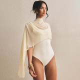 Solid Color Sleeveless Irregular Shawl Bodysuit GSZM-C26BS153