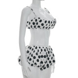 Polka Dot Print Sling Top Flower Bud Shorts Suit GSZM-D26ST085