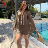 Mesh Patchwork Long Sleeve Backless Mini Dress GSZM-D26DS108
