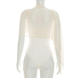 Solid Color Sleeveless Irregular Shawl Bodysuit GSZM-C26BS153