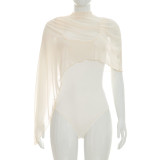 Solid Color Sleeveless Irregular Shawl Bodysuit GSZM-C26BS153