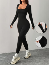 Solid Color U Neck Slim Jumpsuit GDYF-3707