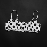 Polka Dot Print Sling Top Flower Bud Shorts Suit GSZM-D26ST085