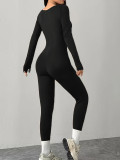 Solid Color U Neck Slim Jumpsuit GDYF-3707