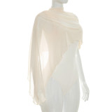Solid Color Sleeveless Irregular Shawl Bodysuit GSZM-C26BS153