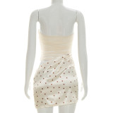 Polka Dots Print Patchwork Tube Top Dress GSZM-C26DS122