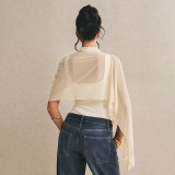 Solid Color Sleeveless Irregular Shawl Bodysuit GSZM-C26BS153