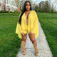 Chiffon Hollow Out Flare Sleeve Two Piece Shorts Set GSZM-D26ST103