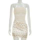 Polka Dots Print Patchwork Tube Top Dress GSZM-C26DS122
