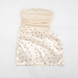 Polka Dots Print Patchwork Tube Top Dress GSZM-C26DS122