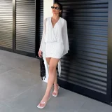 Mesh Patchwork Long Sleeve Backless Mini Dress GSZM-D26DS108