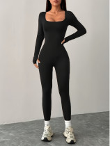 Solid Color U Neck Slim Jumpsuit GDYF-3707
