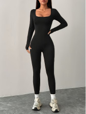 Solid Color U Neck Slim Jumpsuit GDYF-3707