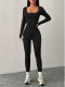 Solid Color U Neck Slim Jumpsuit GDYF-3707