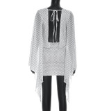 Mesh Patchwork Long Sleeve Backless Mini Dress GSZM-D26DS108