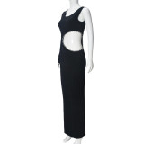 Single Shoulder Long Sleeve Hot Drill Maxi Dress GFRT-041825DBG