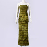 Sexy Tie Dye Print Tube Top Maxi Dress GFRT-41994DBG