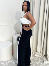 Sleeveless Contrast Color Two Piece Pants Suit MIL-L345