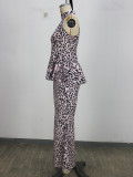 Leopard Print Sleeveless Two PIece Skirts Set XHSY-BT7040