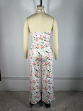 Print Halterneck Top Wide Leg Pants 2 Piece Set TE-4758