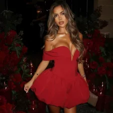 Deep V Neck Backless Floral Mini Dress GADE-9560