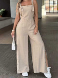 Solid Color Backless Split Jumpsuit MIL-L344
