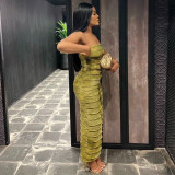 Sexy Tie Dye Print Tube Top Maxi Dress GFRT-41994DBG