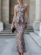 Leopard Print Sleeveless Two PIece Skirts Set XHSY-BT7040