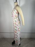 Print Halterneck Top Wide Leg Pants 2 Piece Set TE-4758