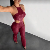 Sleeveless Halterneck Tie Up Jumpsuit GFRT-42396JBC