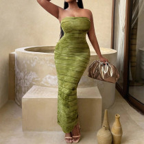 Sexy Tie Dye Print Tube Top Maxi Dress GFRT-41994DBG