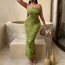 Sexy Tie Dye Print Tube Top Maxi Dress GFRT-41994DBG
