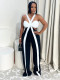 Sleeveless Contrast Color Two Piece Pants Suit MIL-L345