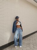 Casual Tie Up Washed Straight Jeans GYLN-0172