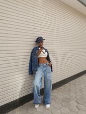 Casual Tie Up Washed Straight Jeans GYLN-0172