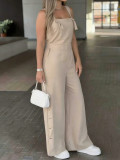 Solid Color Backless Split Jumpsuit MIL-L344