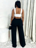 Sleeveless Contrast Color Two Piece Pants Suit MIL-L345