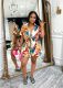 Print Short Sleeve Shirt Two Piece Shorts Set TE-4759