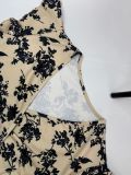 Plus Size Floral Print V Neck Midi Dress GAWE-6741