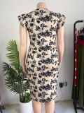 Plus Size Floral Print V Neck Midi Dress GAWE-6741